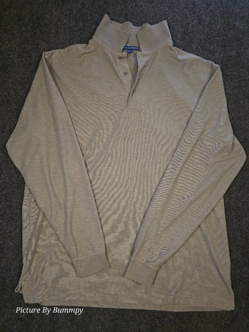 Port Authority Men's Long Sleeve Polo Shirt Beige Size XLT Extra Large Tall